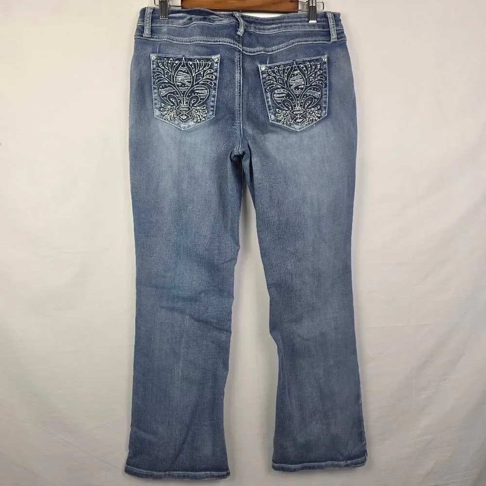 Cato Denim 12P Mid Rise Bootcut Embellished Pocket Jeans